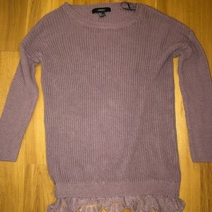Purple lace trimmed sweater dress